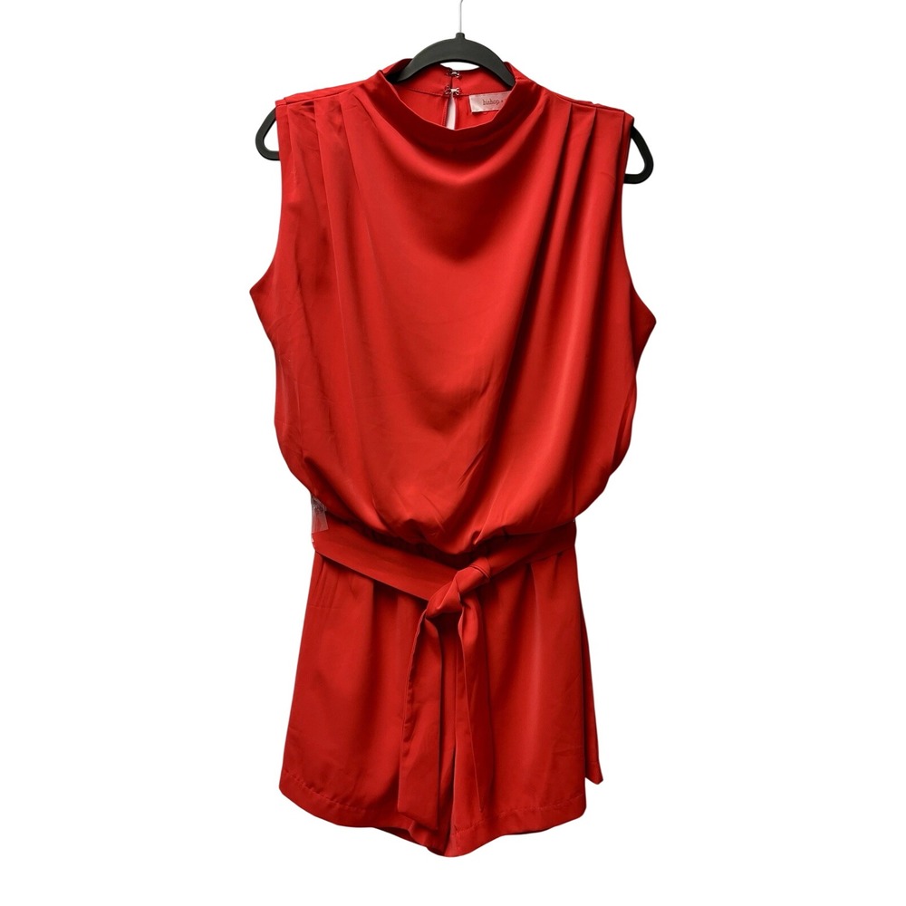 Bishop + Young Red M Beckette High Neck Romper Coquette Romantic Party Night Out